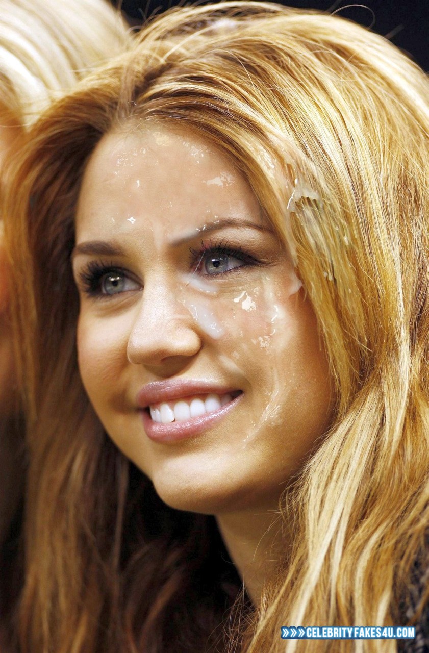 Miley Cyrus Fake, Blonde, Cum Facial, Cumshot, Porn