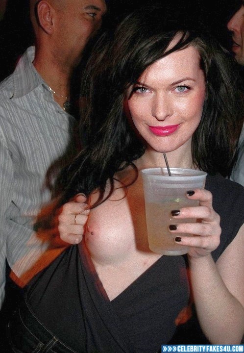 Milla Jovovich Fake, Flashing Tits, Horny, Lipstick, Public, Porn