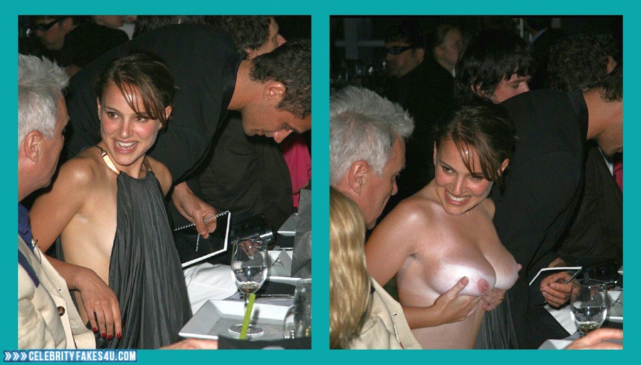 Natalie Portman Fake, Public, Squeezing Breasts, Tan Lines, Tits, Voyeur, Porn