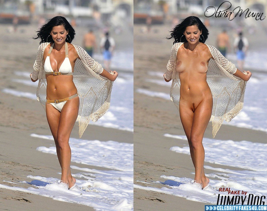 Olivia Munn Fake, Beach, Bikini, Naked Body / Fully Nude, Nude, Outdoor, Public, Sexy Legs, Tits, Very Nice Tits, Voyeur, Porn