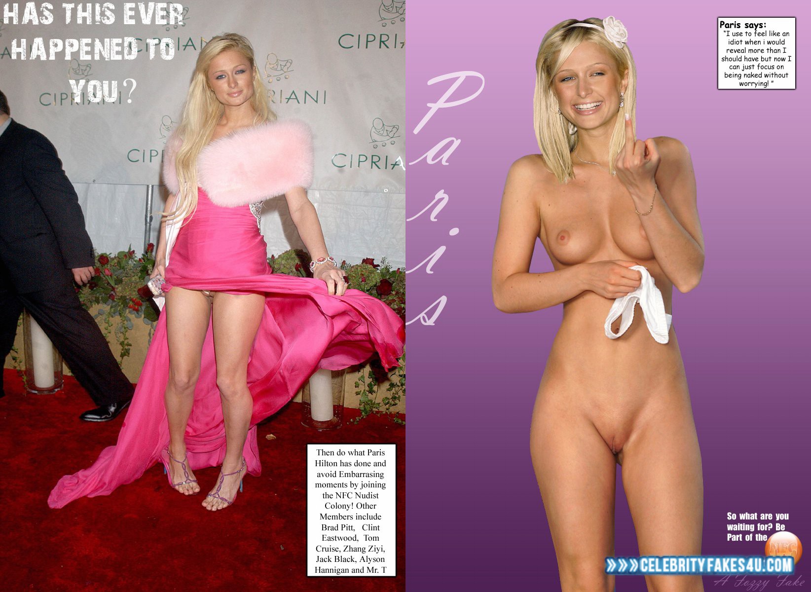 Paris Hilton Fake, Blonde, Camel Toe, Naked Body / Fully Nude, Pantiless, Very Nice Tits, Porn