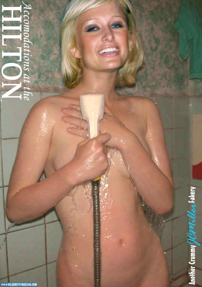 Paris Hilton Fake, Bath / Shower, Homemade, Squeezing Breasts, Wet, Porn