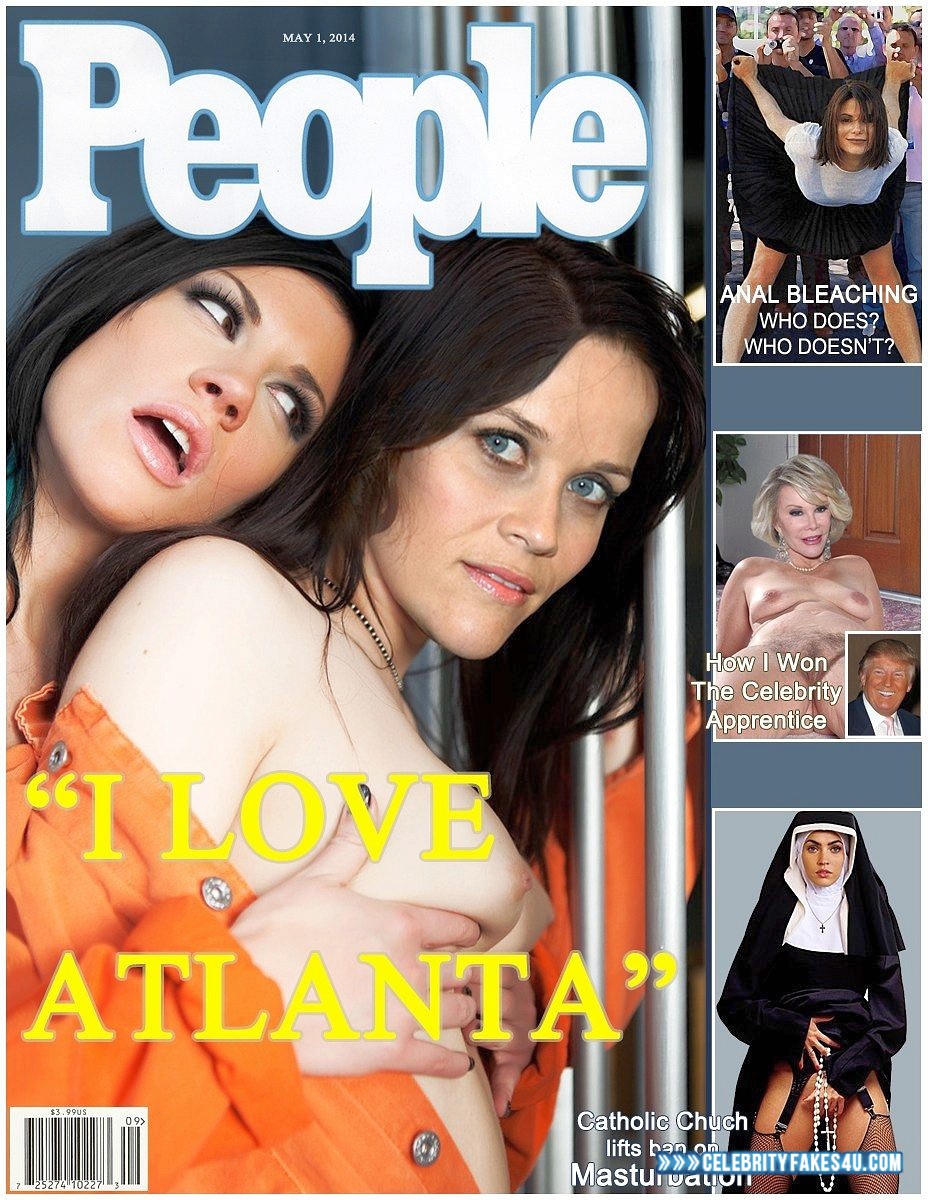 Reese Witherspoon Fake, Lesbian, Magazine Cover, Squeezing Breasts, Porn