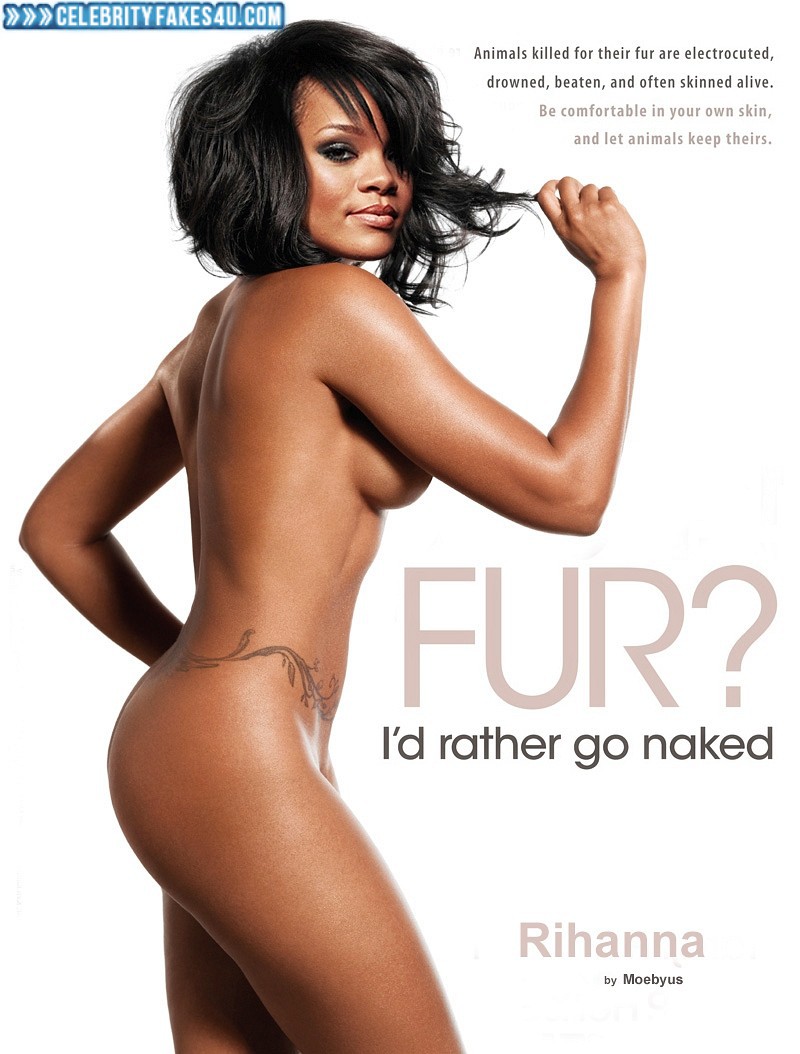 Rihanna Fake, Ass, Movie Cover, Naked Body / Fully Nude, Nude, Sideboob, Tattoos, Tits, Porn