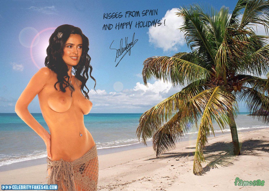 Salma Hayek Fake, Beach, Topless, Porn