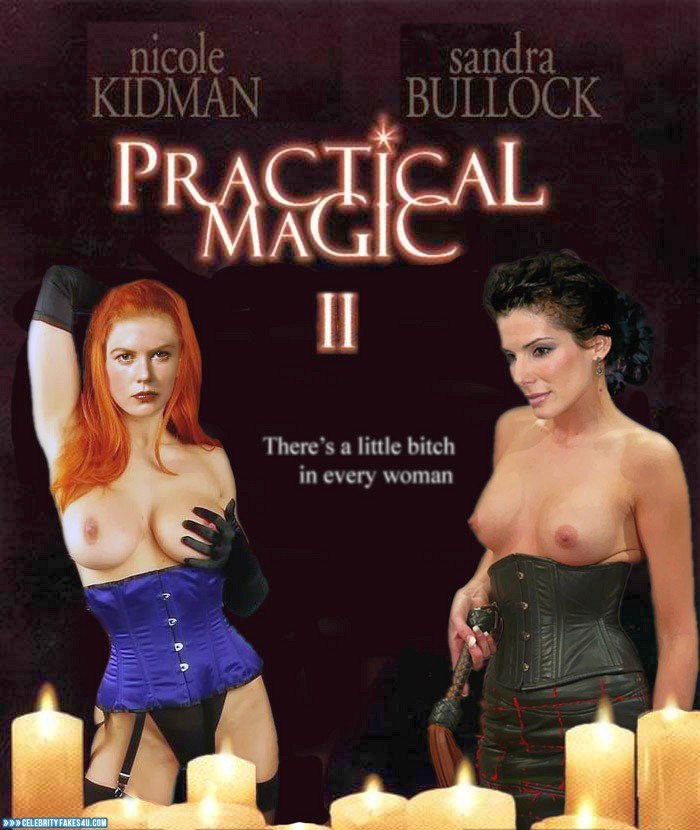 Sandra Bullock Fake, BDSM, Dominatrix, Lesbian, Lingerie, Movie Cover, Squeezing Breasts, Porn