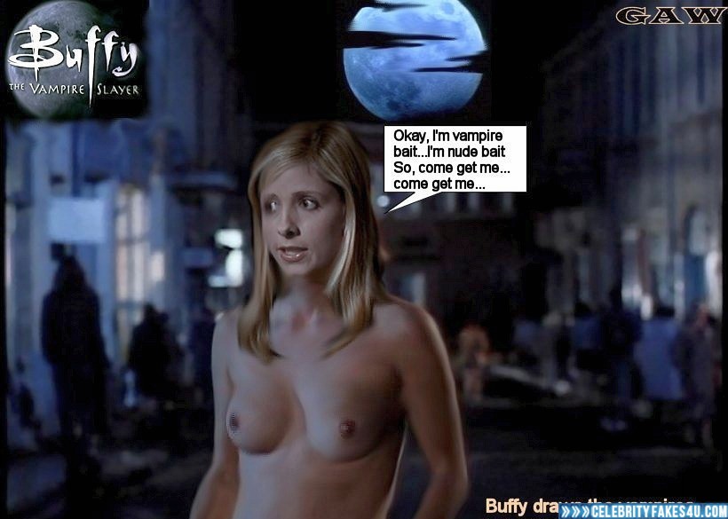 Sarah Michelle Gellar Fake, Buffy the Vampire Slayer, Captioned, Nude, Series, Tits, Porn