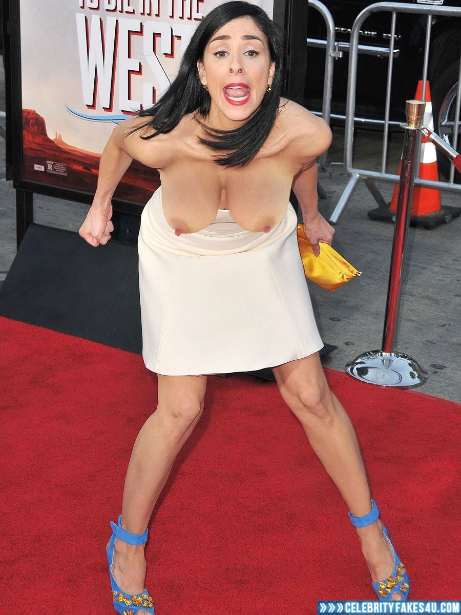 Sarah Silverman Fake, Flashing Tits, Lipstick, Public, Red Carpet Event, Skirt, Porn