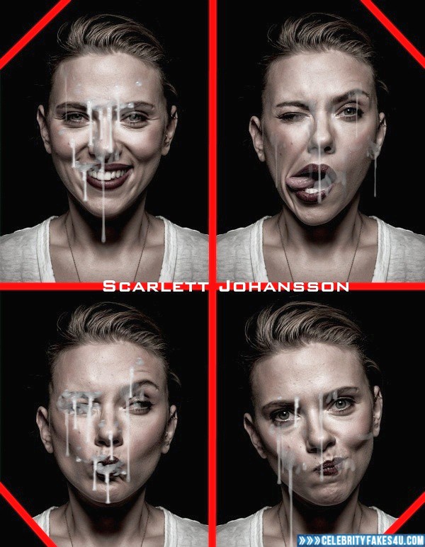 Scarlett Johansson Fake, Cum Facial, Cumshot, Licking Cum, Porn