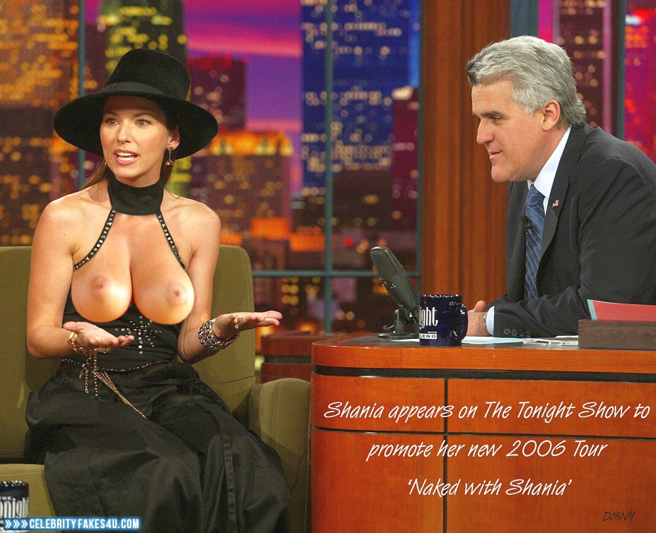 Shania Twain Fake, Captioned, Flashing Tits, The Tonight Show with Jay Leno, Very Nice Tits, Porn