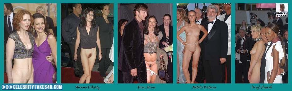 Shannen Doherty Fake, Pantiless, Public, Red Carpet Event, Topless, Porn