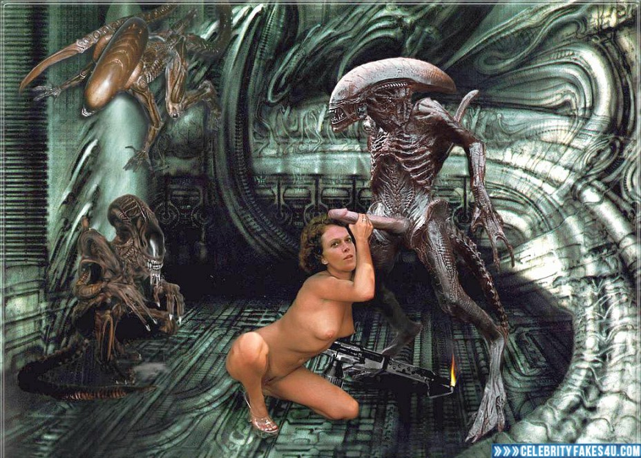 Sigourney Weaver Fake, Alien (Movie), Handjob, Porn