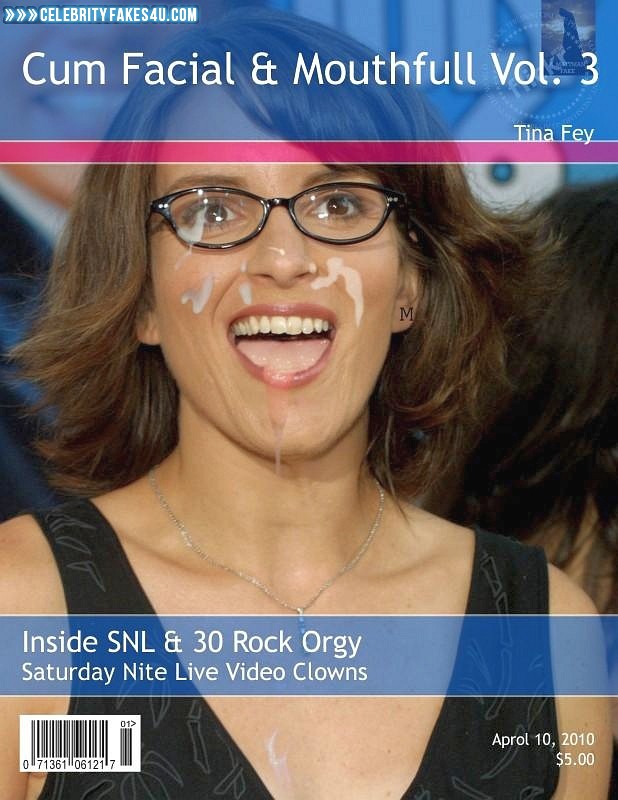 Tina Fey Fake, Cum Facial, Glasses, Licking Cum, Porn