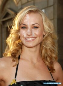 Yvonne Strahovski Public Cum Facial Fake 002