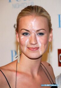 Yvonne Strahovski Public Facial Cumshot Naked Fake 001