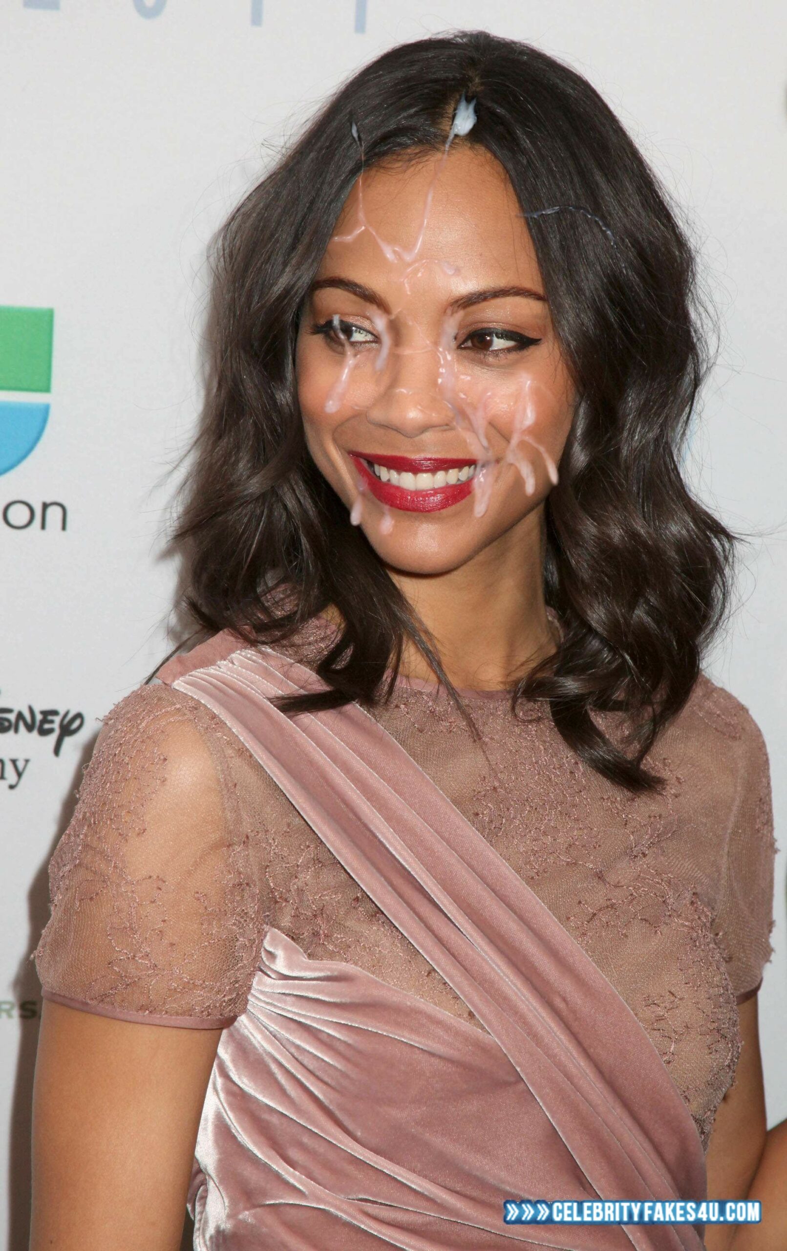 Zoe Saldana Fake, Cum Facial, Cumshot, Lipstick, Public, Porn